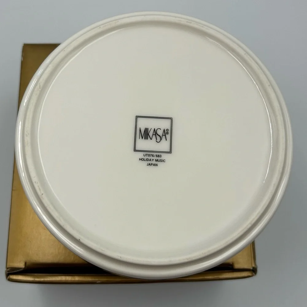Vtg Mikasa Holiday Music Christmas Trinket Box Porcelain Candy Dish w/Lid Japan